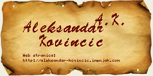 Aleksandar Kovinčić vizit kartica